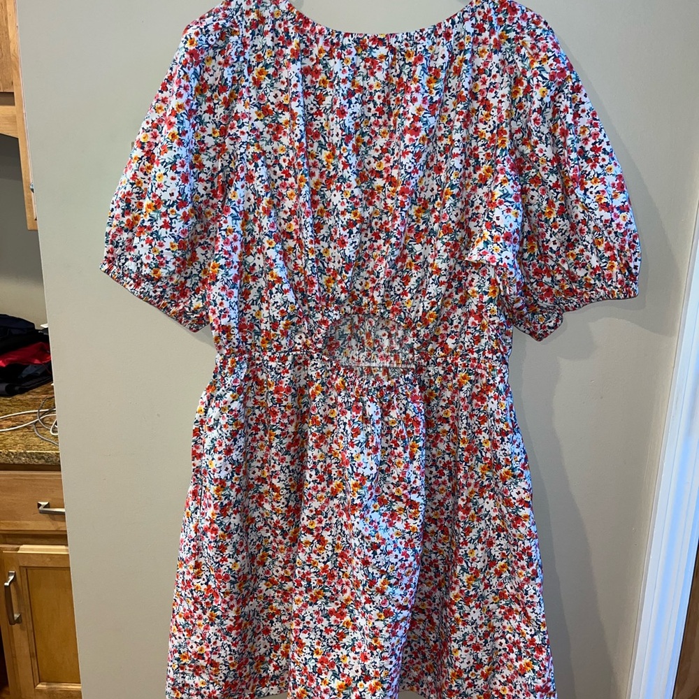 Old Navy Pink and Blue Puff Sleeve Sundress